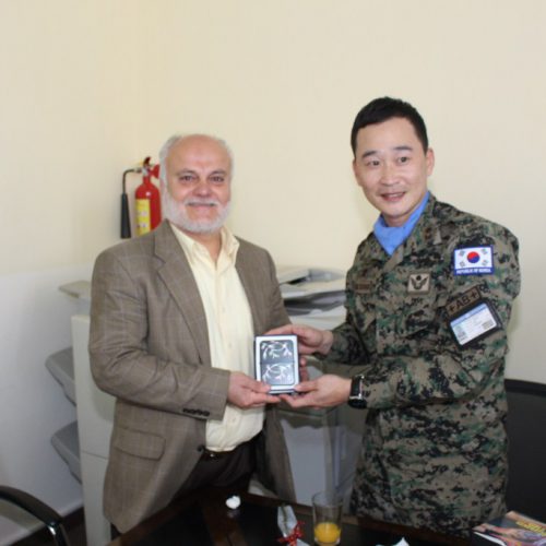 Dr. Hassan Tajideen Welcoming the Korean Battalion Commander, at Stars College School