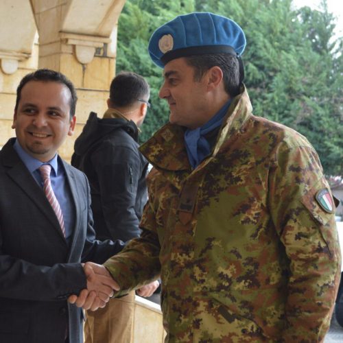 Dr. Hassan Tajideen welcoming the Commander of UNIFEL West Sector – Joint Task Force – Lebanon Brigadier General Diodato Abagnara, at Stars College School