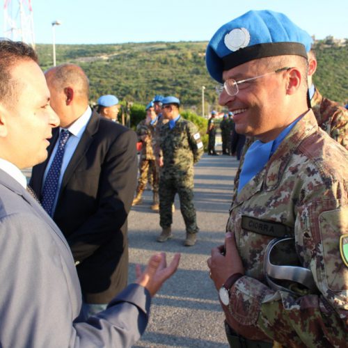 Dr. Hassan Tajideen participating in a handing over ceremony for the Italian Battalion Commandor (UNIFIL)
