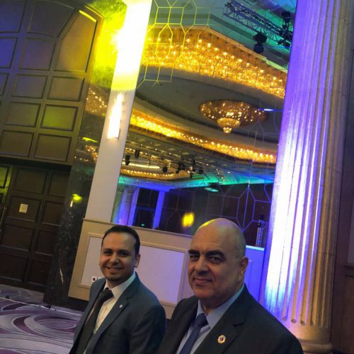 الدكتور حسن تاج الدين خلال حفل التسلم والتسليم بين حكام الليونز برعاية فخامة رئيس الجمهورية