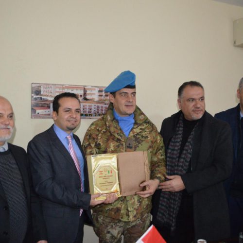Dr. Hassan Tajideen welcoming the Commander of UNIFEL West Sector – Joint Task Force – Lebanon Brigadier General Diodato Abagnara, at Stars College School