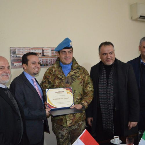 Dr. Hassan Tajideen welcoming the Commander of UNIFEL West Sector – Joint Task Force – Lebanon Brigadier General Diodato Abagnara, at Stars College School