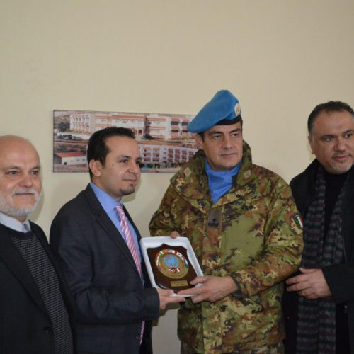 Dr. Hassan Tajideen welcoming the Commander of UNIFEL West Sector – Joint Task Force – Lebanon Brigadier General Diodato Abagnara, at Stars College School