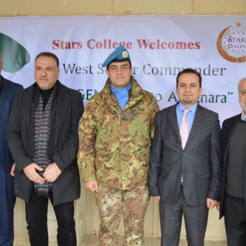 Dr. Hassan Tajideen welcoming the Commander of UNIFEL West Sector – Joint Task Force – Lebanon Brigadier General Diodato Abagnara, at Stars College School