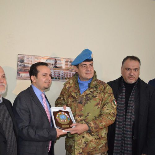 Dr. Hassan Tajideen welcoming the Commander of UNIFEL West Sector – Joint Task Force – Lebanon Brigadier General Diodato Abagnara, at Stars College School