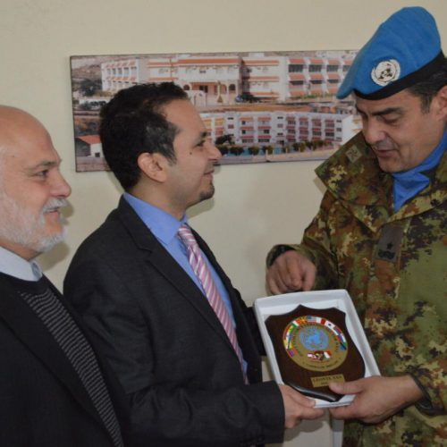 Dr. Hassan Tajideen welcoming the Commander of UNIFEL West Sector – Joint Task Force – Lebanon Brigadier General Diodato Abagnara, at Stars College School