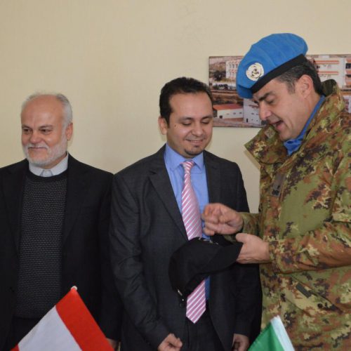 Dr. Hassan Tajideen welcoming the Commander of UNIFEL West Sector – Joint Task Force – Lebanon Brigadier General Diodato Abagnara, at Stars College School