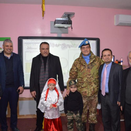 Dr. Hassan Tajideen welcoming the Commander of UNIFEL West Sector – Joint Task Force – Lebanon Brigadier General Diodato Abagnara, at Stars College School