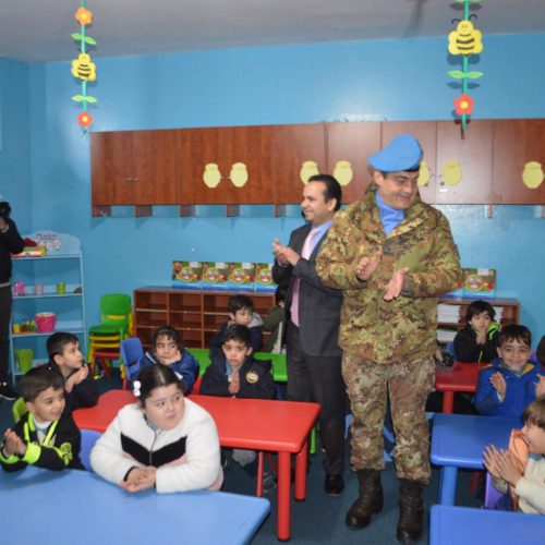 Dr. Hassan Tajideen welcoming the Commander of UNIFEL West Sector – Joint Task Force – Lebanon Brigadier General Diodato Abagnara, at Stars College School