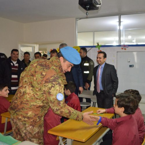 Dr. Hassan Tajideen welcoming the Commander of UNIFEL West Sector – Joint Task Force – Lebanon Brigadier General Diodato Abagnara, at Stars College School