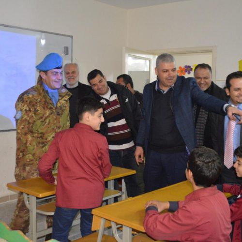Dr. Hassan Tajideen welcoming the Commander of UNIFEL West Sector – Joint Task Force – Lebanon Brigadier General Diodato Abagnara, at Stars College School
