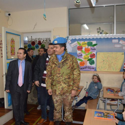 Dr. Hassan Tajideen welcoming the Commander of UNIFEL West Sector – Joint Task Force – Lebanon Brigadier General Diodato Abagnara, at Stars College School
