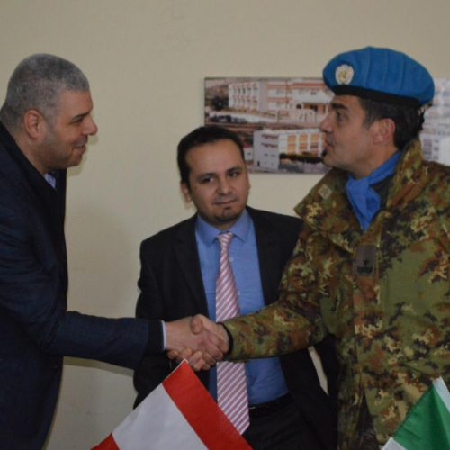 Dr. Hassan Tajideen welcoming the Commander of UNIFEL West Sector – Joint Task Force – Lebanon Brigadier General Diodato Abagnara, at Stars College School