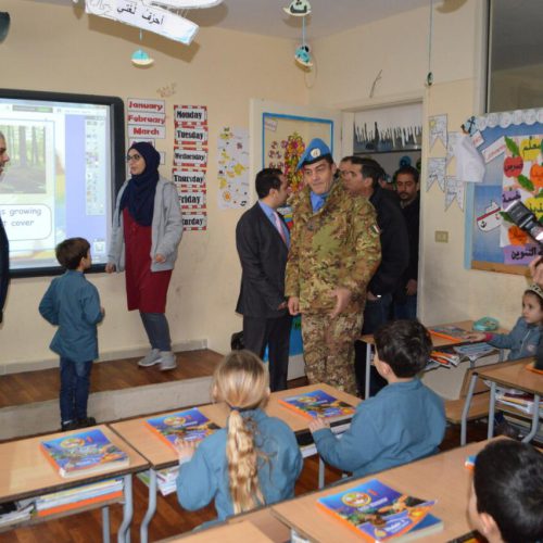 Dr. Hassan Tajideen welcoming the Commander of UNIFEL West Sector – Joint Task Force – Lebanon Brigadier General Diodato Abagnara, at Stars College School