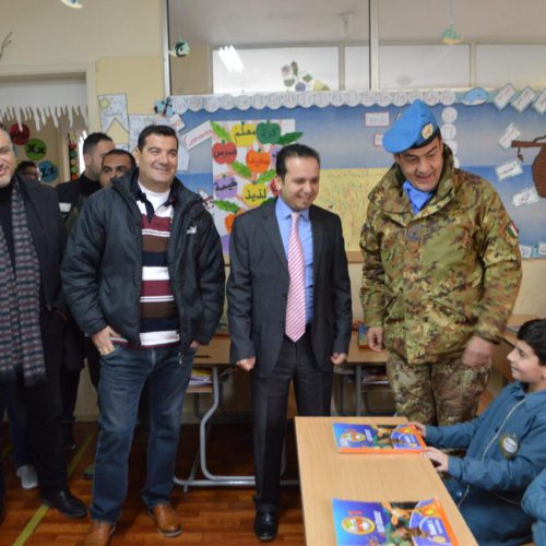 Dr. Hassan Tajideen welcoming the Commander of UNIFEL West Sector – Joint Task Force – Lebanon Brigadier General Diodato Abagnara, at Stars College School