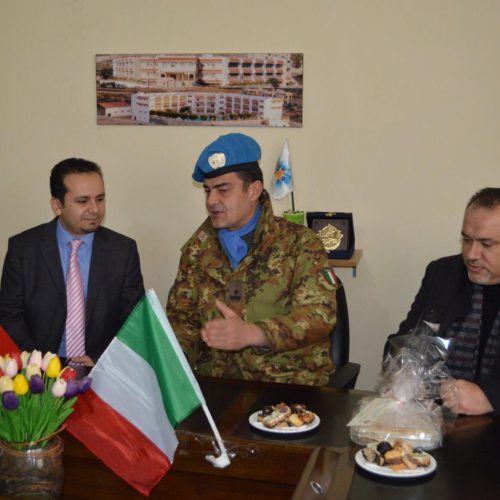 Dr. Hassan Tajideen welcoming the Commander of UNIFEL West Sector – Joint Task Force – Lebanon Brigadier General Diodato Abagnara, at Stars College School