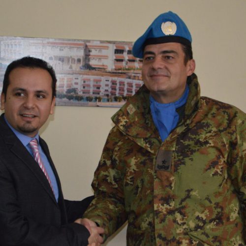 Dr. Hassan Tajideen welcoming the Commander of UNIFEL West Sector – Joint Task Force – Lebanon Brigadier General Diodato Abagnara, at Stars College School