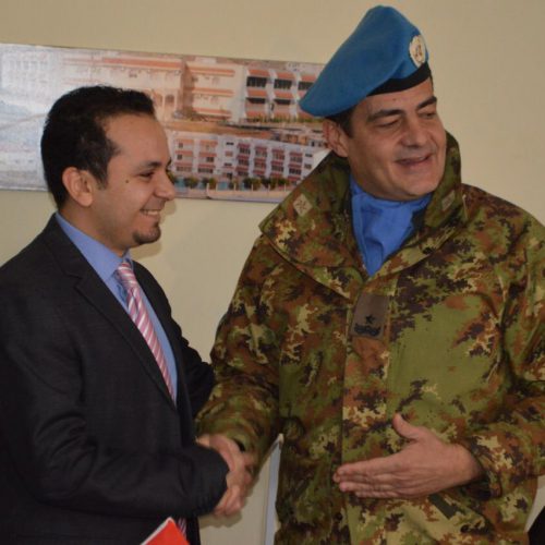 Dr. Hassan Tajideen welcoming the Commander of UNIFEL West Sector – Joint Task Force – Lebanon Brigadier General Diodato Abagnara, at Stars College School