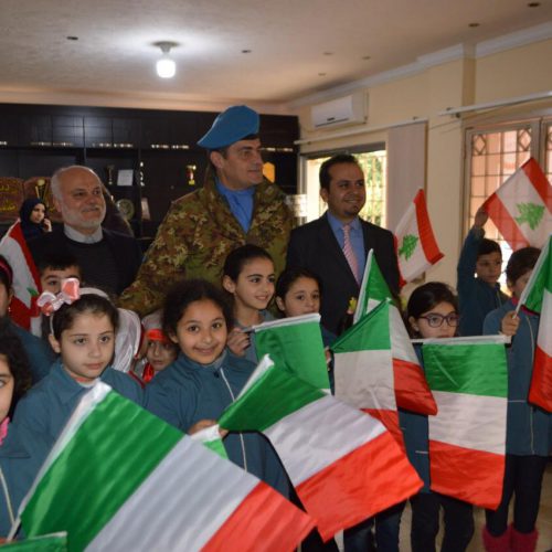 Dr. Hassan Tajideen welcoming the Commander of UNIFEL West Sector – Joint Task Force – Lebanon Brigadier General Diodato Abagnara, at Stars College School