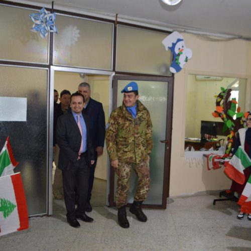 Dr. Hassan Tajideen welcoming the Commander of UNIFEL West Sector – Joint Task Force – Lebanon Brigadier General Diodato Abagnara, at Stars College School