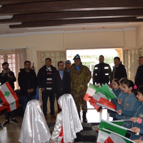 Dr. Hassan Tajideen welcoming the Commander of UNIFEL West Sector – Joint Task Force – Lebanon Brigadier General Diodato Abagnara, at Stars College School