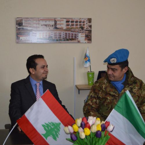 Dr. Hassan Tajideen welcoming the Commander of UNIFEL West Sector – Joint Task Force – Lebanon Brigadier General Diodato Abagnara, at Stars College School