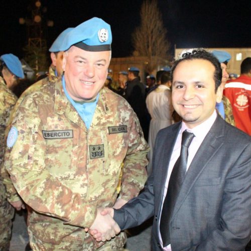 الدكتور حسن تاج الدين مشاركًا حفل تدشين كنيسة في شمع داخل مقر قيادة القطاع الغربي لليونيفيل