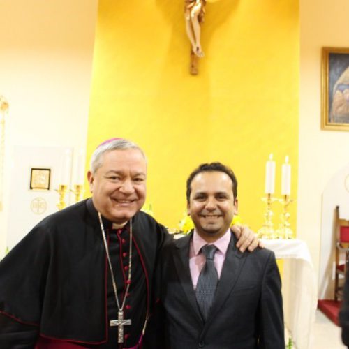 الدكتور حسن تاج الدين مشاركًا حفل تدشين كنيسة في شمع داخل مقر قيادة القطاع الغربي لليونيفيل