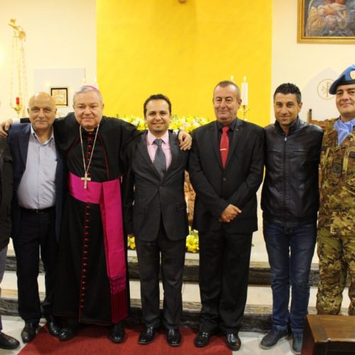 الدكتور حسن تاج الدين مشاركًا حفل تدشين كنيسة في شمع داخل مقر قيادة القطاع الغربي لليونيفيل