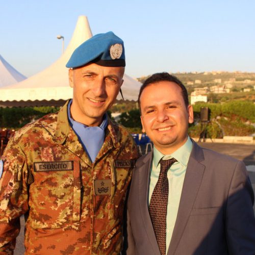 الدكتور حسن تاج الدين مشاركا بحفل التسليم والتسلم لقائد الكتيبه الايطاليه