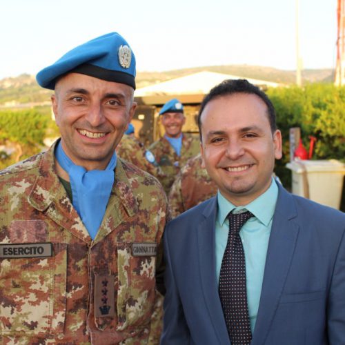 الدكتور حسن تاج الدين مشاركا بحفل التسليم والتسلم لقائد الكتيبه الايطاليه